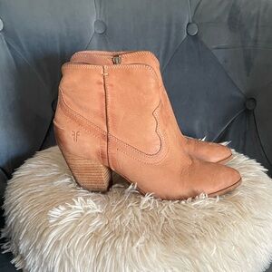 Frye Tan Leather Ankle Boots